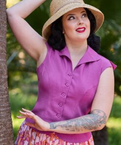 Kelia Mai linnen blouse in fuchsia