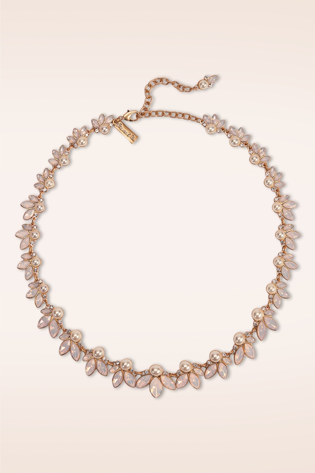 Pearly Leaves ketting in lichtroze