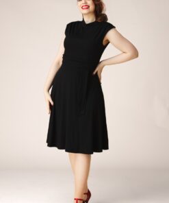 Topvintage exclusive ~ Mitzy semi-swing jurk in zwart