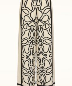 Avery Graphic pantalon met wijde pijpen in zand en zwart