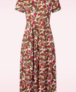 Veronica katoenen jurk in Abstract Protea Chalk