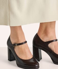 Maddy vegan lak pumps in croco bruin