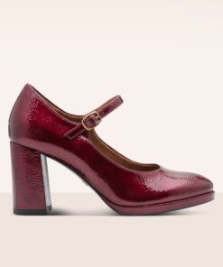 Maddy vegan lak pumps in wijnrood